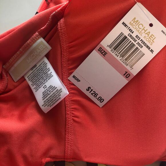 MICHAEL Michael Kors Retail $126 Striped Chain One Piece Swimsuit Size 10 - Picture 5 of 7